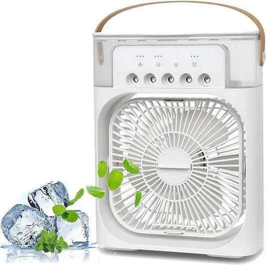 Portable USB Mist Fan – 4-in-1 Air Cooler, Humidifier & Spray Fan